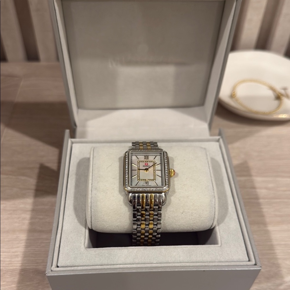 Michele Deco II Two Tone Gold & Silver Diamond Watch